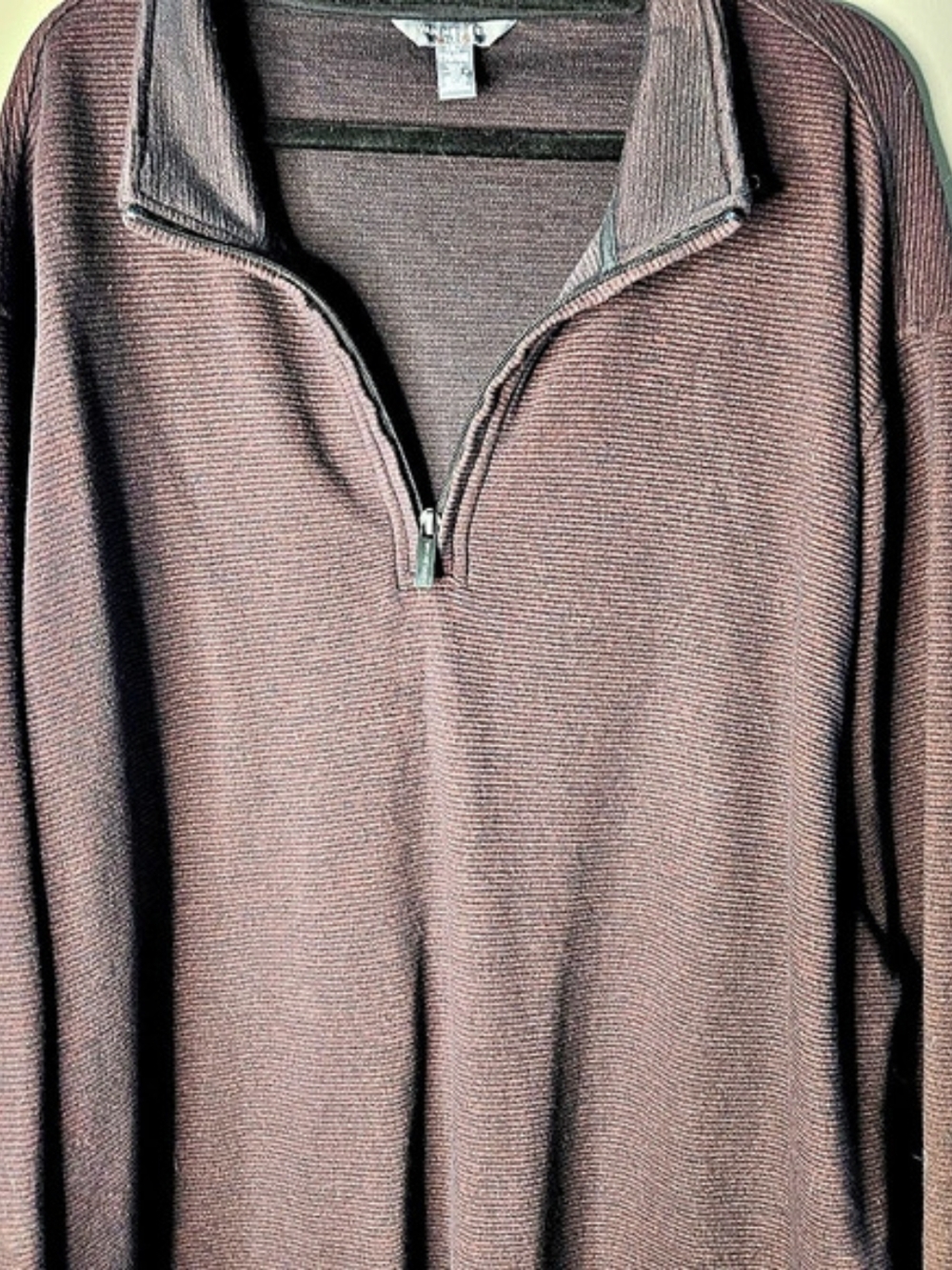 Van Heusen Flex Quarter Zip Pullover Sweater Brown XL Ptp 29" Length 31.5"
